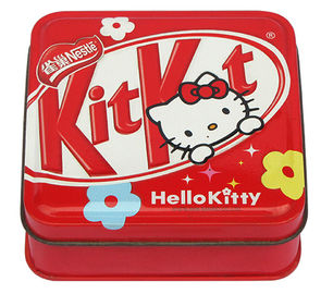 Porcellana Contenitori di Candy della latta di Hello Kitty, interno in bianco e CYMK fuori, barattolo di latta quadrato fornitore